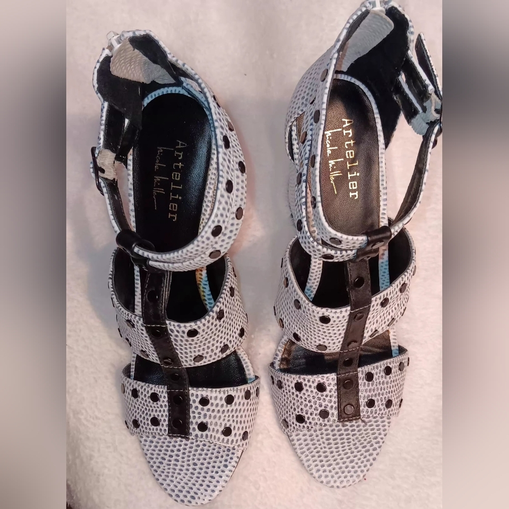 Artelier by Nicole Miller Black & White Polka Dot Heels